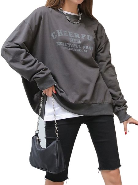 

dazy letter graphic drop shoulder sweatshirt b1zn#, Black