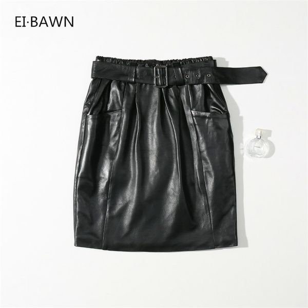 

autumn winter genuine leather skirts women high lambskin waist sexy&club black mini skirts ladies real sheepskin skirt 210331