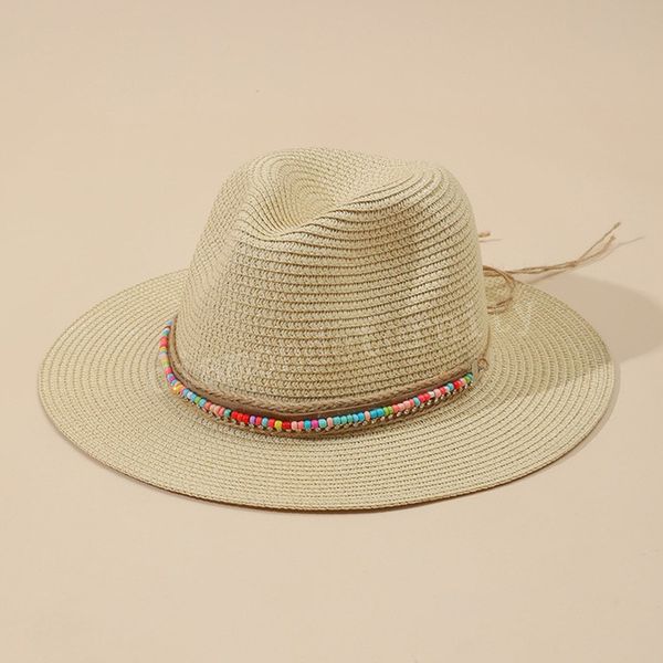 

bright beads panama sun hats for women jazz party hats girls summer beach hat foldable holiday visor caps wholesale, Blue;gray