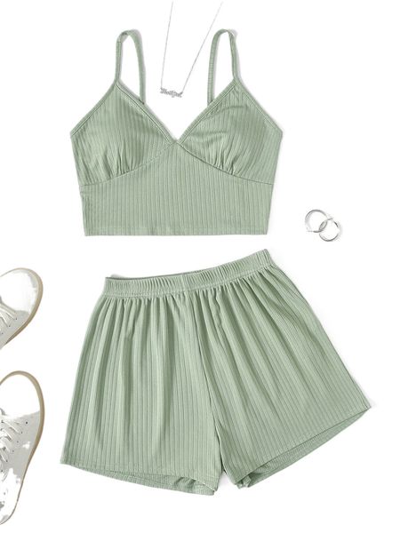 

solid ribbed knit lounge set g0bb#, Black;red