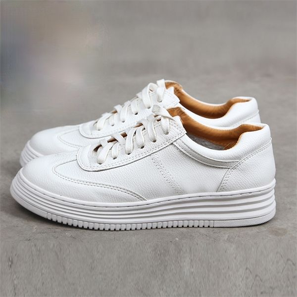 

fashion white leather women chunky sneakers white shoes lace up tenis feminino zapatos de mujer platform women casual shoe 220809, Black;white