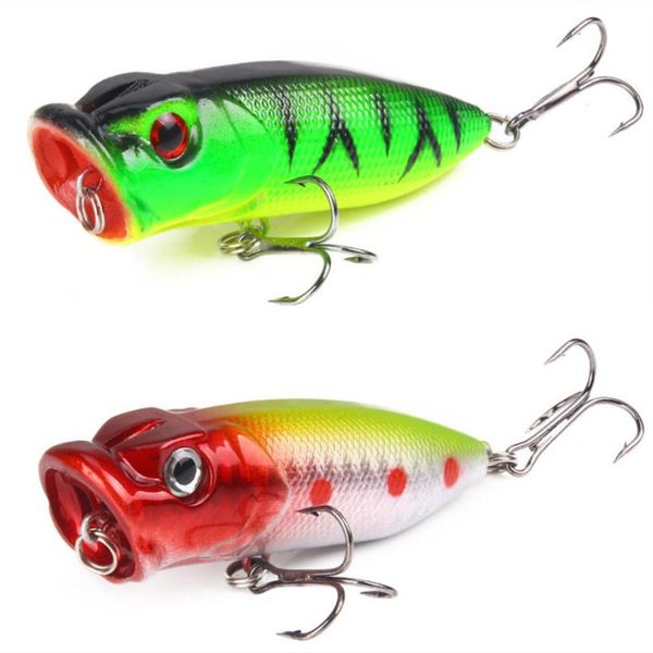 

1 pcs fishing lures 65mm 10g5 ater popper bait 5 color hard artificial wobblers plastic tackle with 6 hooks 220721