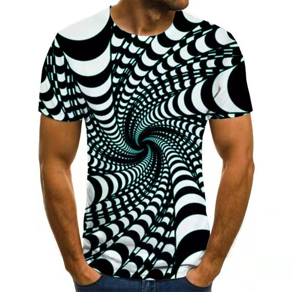 

men's t-shirts black and white tornado spiral 3d digital printing short sleeve fashion, White;black