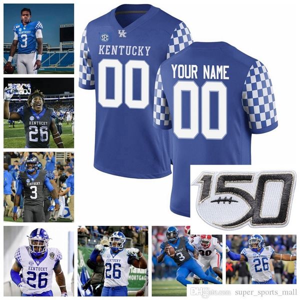 NCAA Kentucky Wildcats College Futbol Formaları 1 Lynn Bowden Jr. 3 Terry Wilson 26 Benny Snell Jr. 8 Danny Clark Asim Rose Jr. Özelleştirmek Gömlek