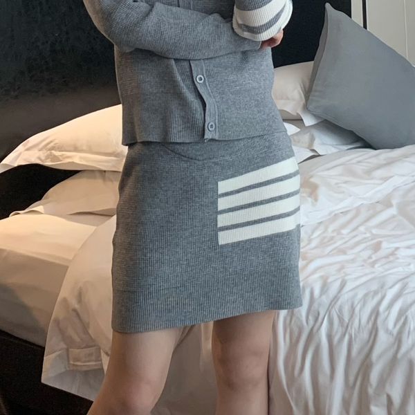 

skirts designer 22 spring and autumn four bar knitted waffle short skirt tb slim wrap hip half high waist a female summer 9iby, Black