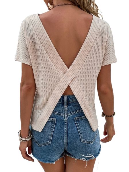 

split back batwing sleeve tee 506p#, White