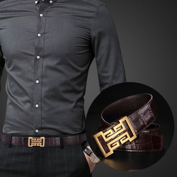 

mens belts luxury for men brand designer belt buckles fashion high end men's leather head layer leisure men's stainls steel buckle, Black;brown