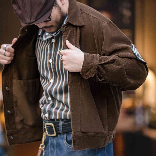 

men's jackets madden work clothes american leisure eisenhower corduroy jacket short lapel men's autumn and winter 4dr7, Black;brown