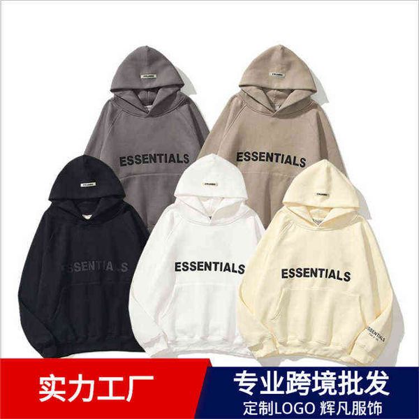 

2022ss designer luxury clothes fear double thread fashion brand new better stamping lovers hoodie on chest cuff, Black