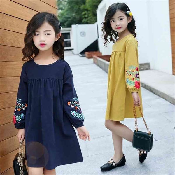 Teen Girls Kleid Langarm Herbst Kinder Prinzessin Girl Kostüm Kleid für Mädchen 5 6 7 8 9 10 11 12 13 14 15 Jahr Herbst Blume 210329