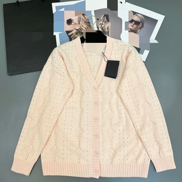 

727 2022 milan runway autumn summer brand same style sweater long sleeve v neck pink cardigan womens fale, White;black