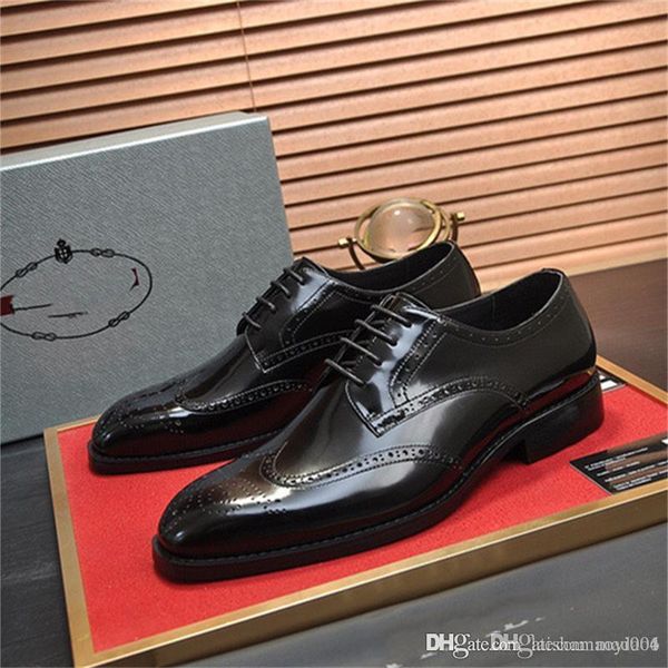 A4 4 Style Luxury Design Scarpe eleganti moda Uomo Nero Vera pelle a punta Uomo Business Oxfords signori viaggio passeggiata comfort casual 38-45