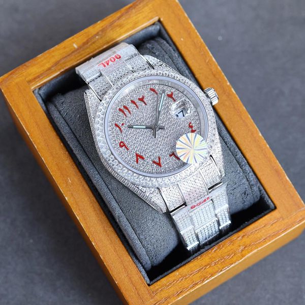 

mens full diamond watch automatic mechanical watches 40mm with diamond-studded ladies fashion wristwatches bracelet montre luxe, Slivery;golden