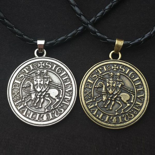 Подвесные ожерелья винтажные рыцарские рыцари -ожерелье для мужчин Греческая латинская кожа