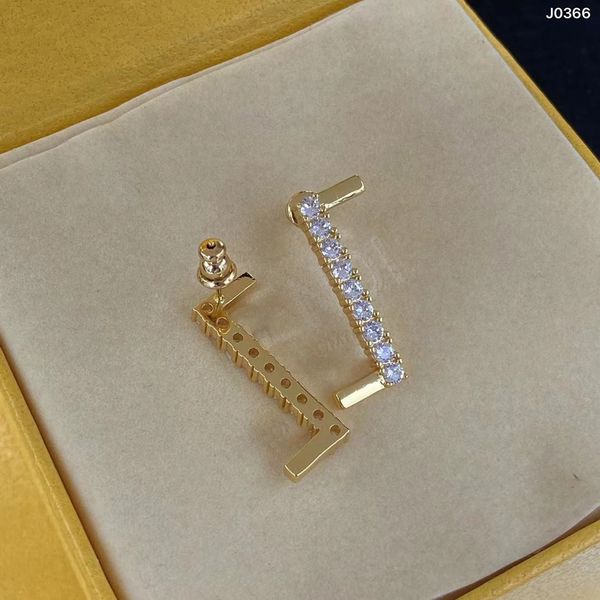 

Designer Women Ladies Diamond Stud Earrings Fashion Pendant Earring Designers Jewelry Hoops Studs Party Letter F Valentines Day BOX 248124BF