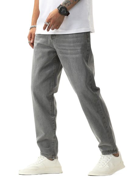 

men slant pocket cat whisker straight leg jeans p50p#, Blue