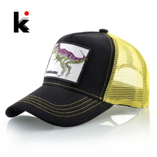 

baseball caps men streetwear trucker bones with tyrannosaurus patch embroidery hip hop hats women mesh cap 220621, Blue;gray