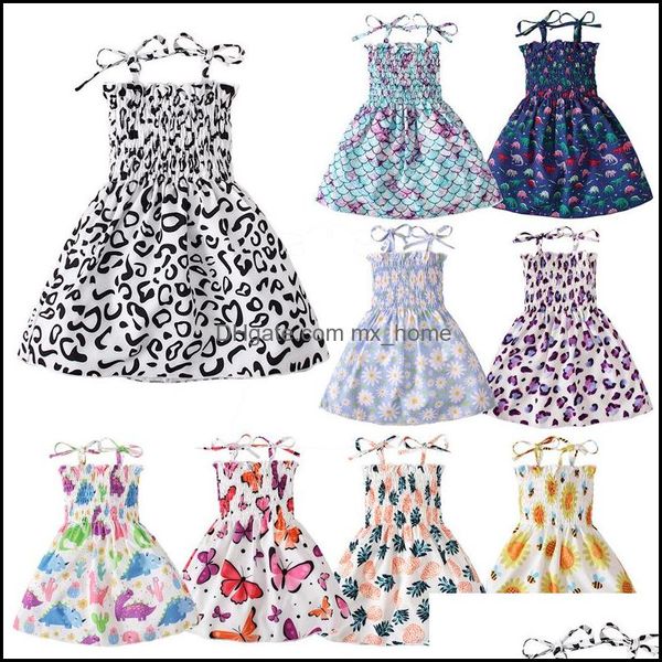 Vestidos de meninas bebês roupas roupas de maternidade bebês suspensórios de roupas vestidos crianças dinossauros star butterfly listra dhh58