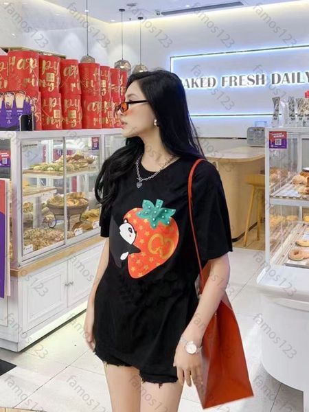 

desinger brand t-shirts men women letter strawberry print 100% cotton clothings hip hop tees friends t shirt, White