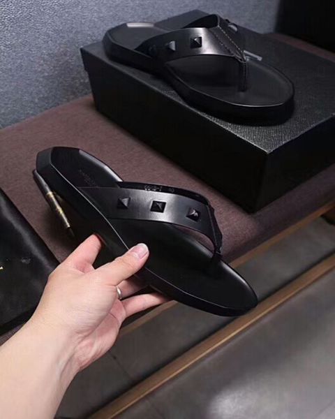 

men sandals designer shoes luxury slipper slide summer fashion wide flat slippery with thick sandals slippers flip flops 38-46, Black