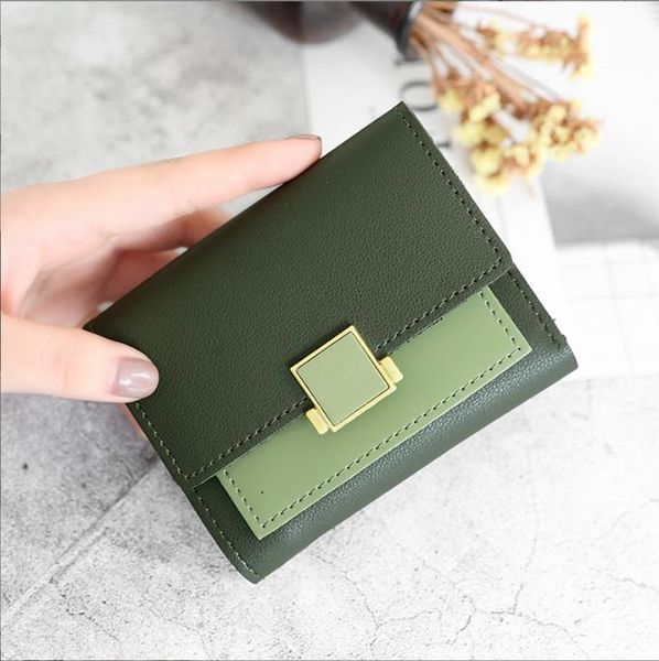 

women luxury real leather multicolor short wallet card holder holders s pocket wallets, Red;black