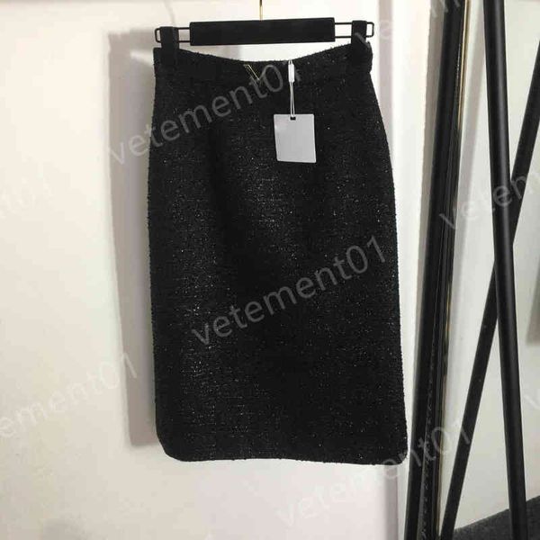 

luxury designer skirt vltn ladies dress tweed high waist hip skirt 2 color size s-xl 0912, Black