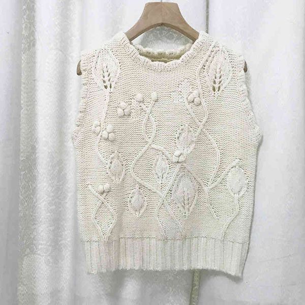 

women's knits & tees big cousin liu wen's same knitted vest small fragrance sweater jacquard crochet blouse female, White