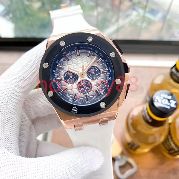 Orologi al quarzo da uomo di design SW 44mm quadrante in ceramica cassa in acciaio inossidabile cinturino in caucciù zaffiro meccanico luminoso impermeabile orologi da polso orologio Montre De Luxe