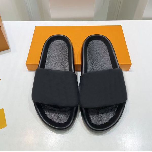 

2022beach slippers men classic flat summer lazy designer cartoon big head flops leather mens slides l bath women shoes lady, Black