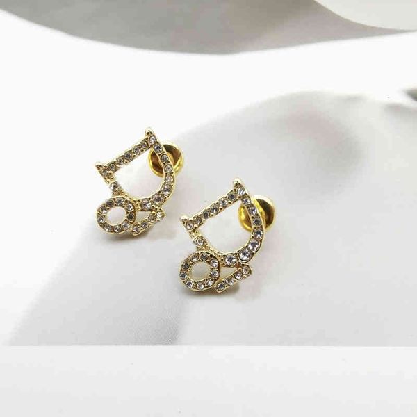 

2022 factory wholesale new di family, and south korea, light luxury, small fragrance, earrings, full diamonds, fashion, high sense of l9vh, Golden