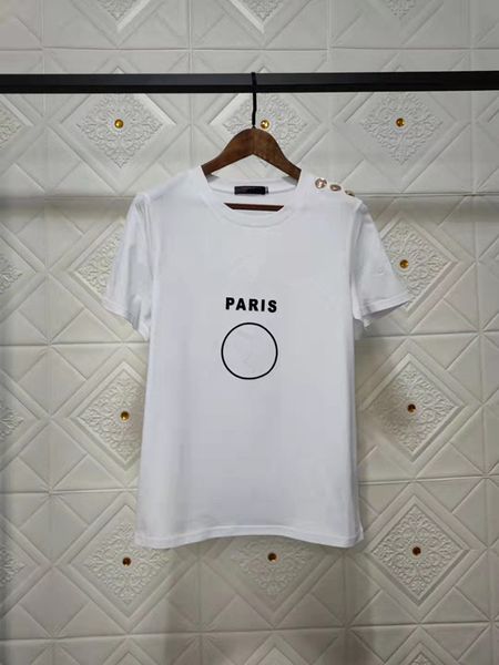 23 cores designer mulher camiseta moda moda de moeda de moeda impressão com botão ombro up tee de algodão branco de algodão curto verão para amantes tshirts