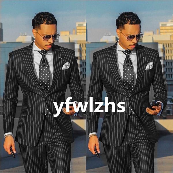 

black navyblue white stripes tuxedos shawl lapel mens suit two pieces formal business mens jacket blazer groom tuxedo coat pants 01257, Black;gray