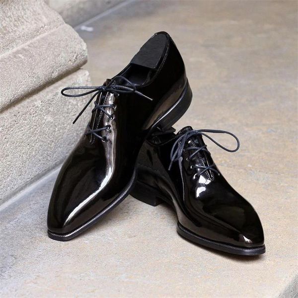 

oxford shoes men shoes pu solid color fashion business casual wedding party retro one piece lace-up classic dress shoes cp113, Black