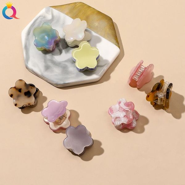 Jelly Colours Acrylic Hair Claw Clips Mini Floral Barbrete Clamp Ponytail Crab Girls Hairpin Hair Укладки для волос Аксессуары для женщин