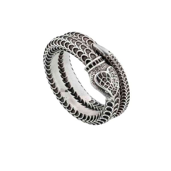 

iter 925 silver snake it ring imitates old snake head ring, Golden;silver