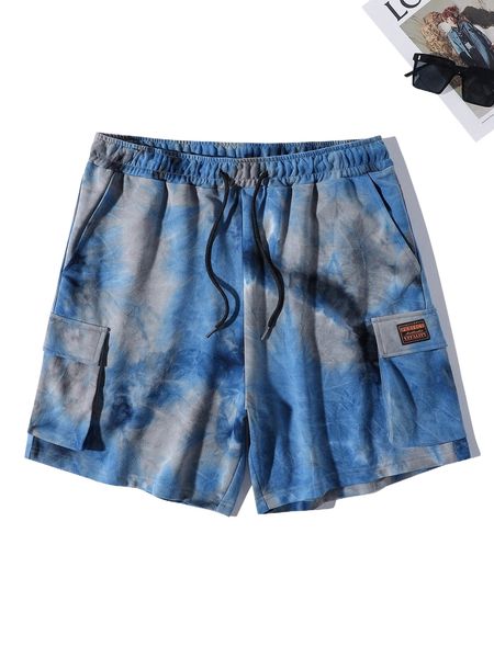 

men tie dye flap pocket shorts z7jk#, White;black