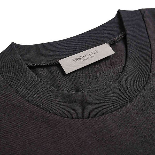 

men's fashion personality trend new short-sleeved brand wholesale fear of fog double thread essentials season flocking short sleeve t-s, White;black