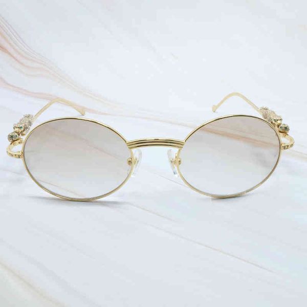 

2022 factory wholesale model panther rhinestones mens round metal fashion sun glasses summer shades eyewear zprk sunglasses, White;black