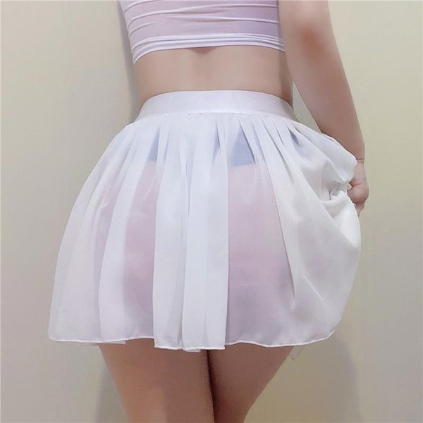 Röcke Chiffon Mini Micro Durchsichtig Für Frauen Sexy Party Plissee Hohe Taille Sheer Club Outfits Elegante Kurze