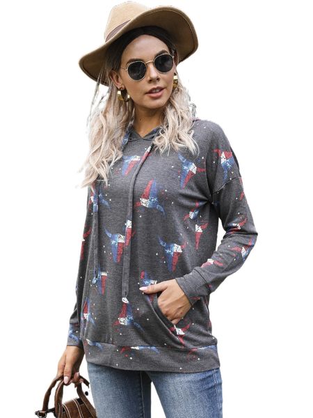 

dearcase all over print drop shoulder drawstring hoodie v1bz#, Black