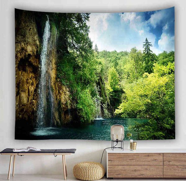 Natura Paesaggio Appeso a parete Arazzi Albero Paesaggio Foresta Montagna Trippy Dorm Headend Boho Home Decor Tappeto da parete Coperta J220804