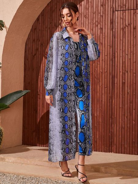

snakeskin print coat & tube jumpsuit without belt z8kl#, White