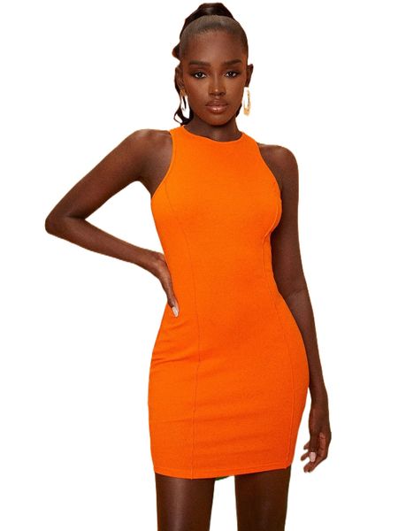 

newness seam detail round neck bodycon dress h8z7#, Black;gray