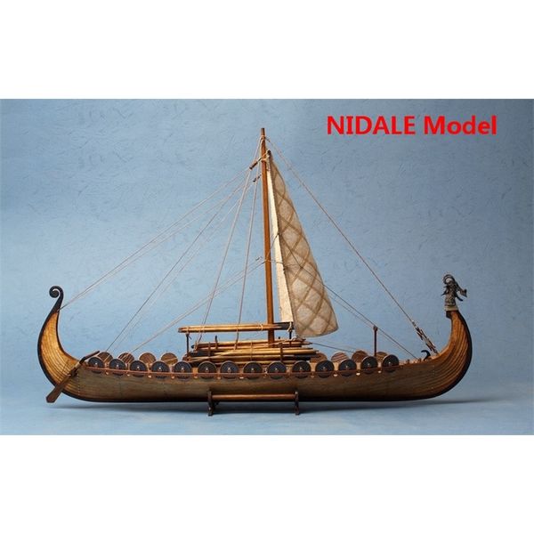 Классическая деревянная шкала Парусной лодки Деревянный корабль 1 50 Viking S Сборка модели здания 220715