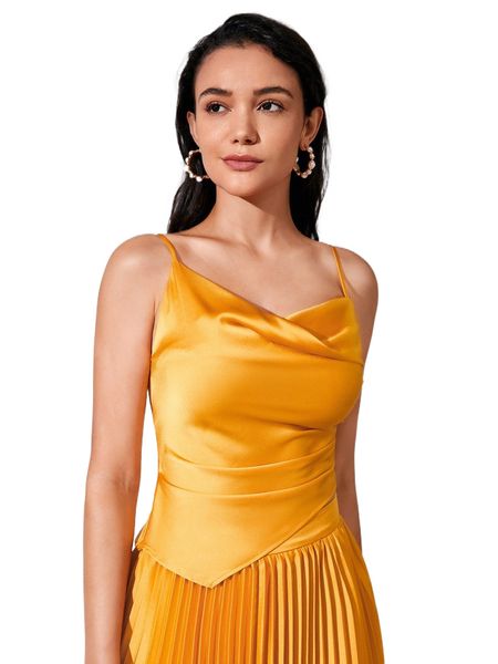 

cowl neck asymmetric hem cami a7zc#, White
