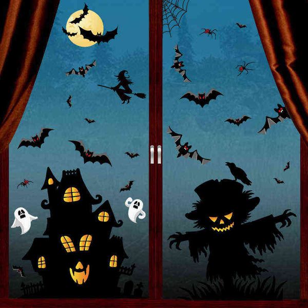 

factory outlet halloween glass window scene layout ghost zombie pumpkin spider electrostatic stickers party decoration