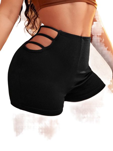 

sxy solid high stretch cut out shorts v3p5#, White;black