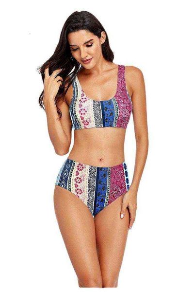 

set designer women' swimwear bikini 2022 multicolor print style split bikini women' swimsuit, Red;black