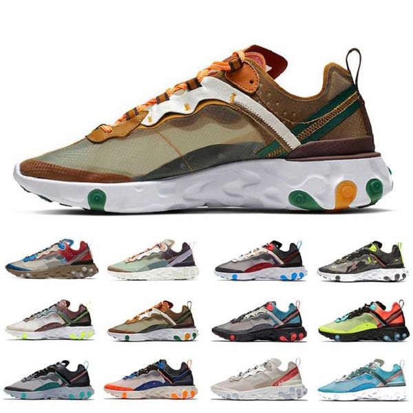 

colorful camo total orange react mens running shoes dark grey men women trainers sports sneakers eur36-45, Black