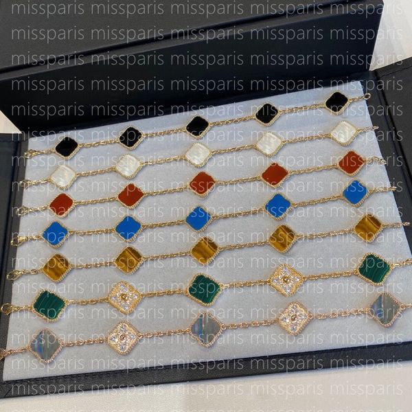 

fashion women charm designer bracelets classic 4/four leaf clover chain bracelet 18k gold agate shell mother-of-pearl for women girl wedding